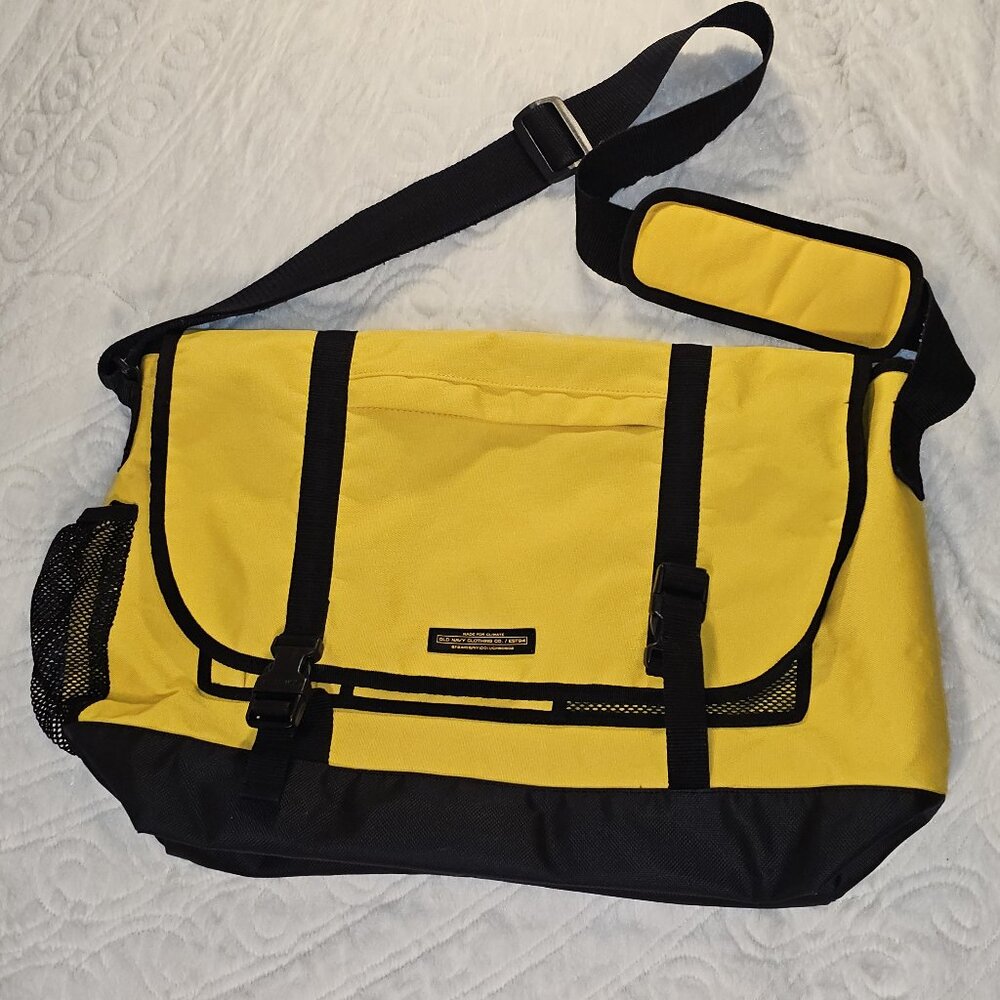 Old Navy Yellow & Black Messenger Bag – Vintage 2000 Utility Shoulder Bag